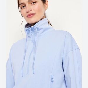 Old Navy Light Blue High Neck Half-Zip Pullover